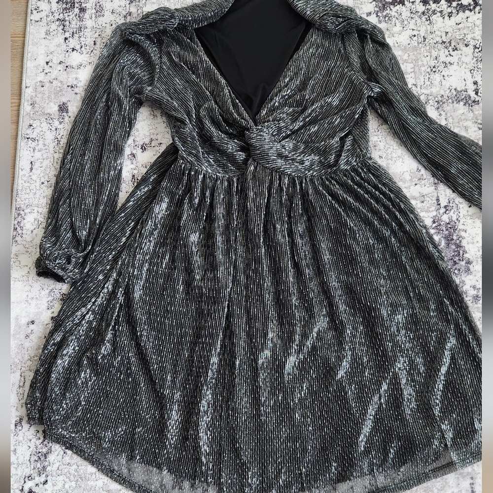 Torrid Black and Silver Long Sleeve Dress
